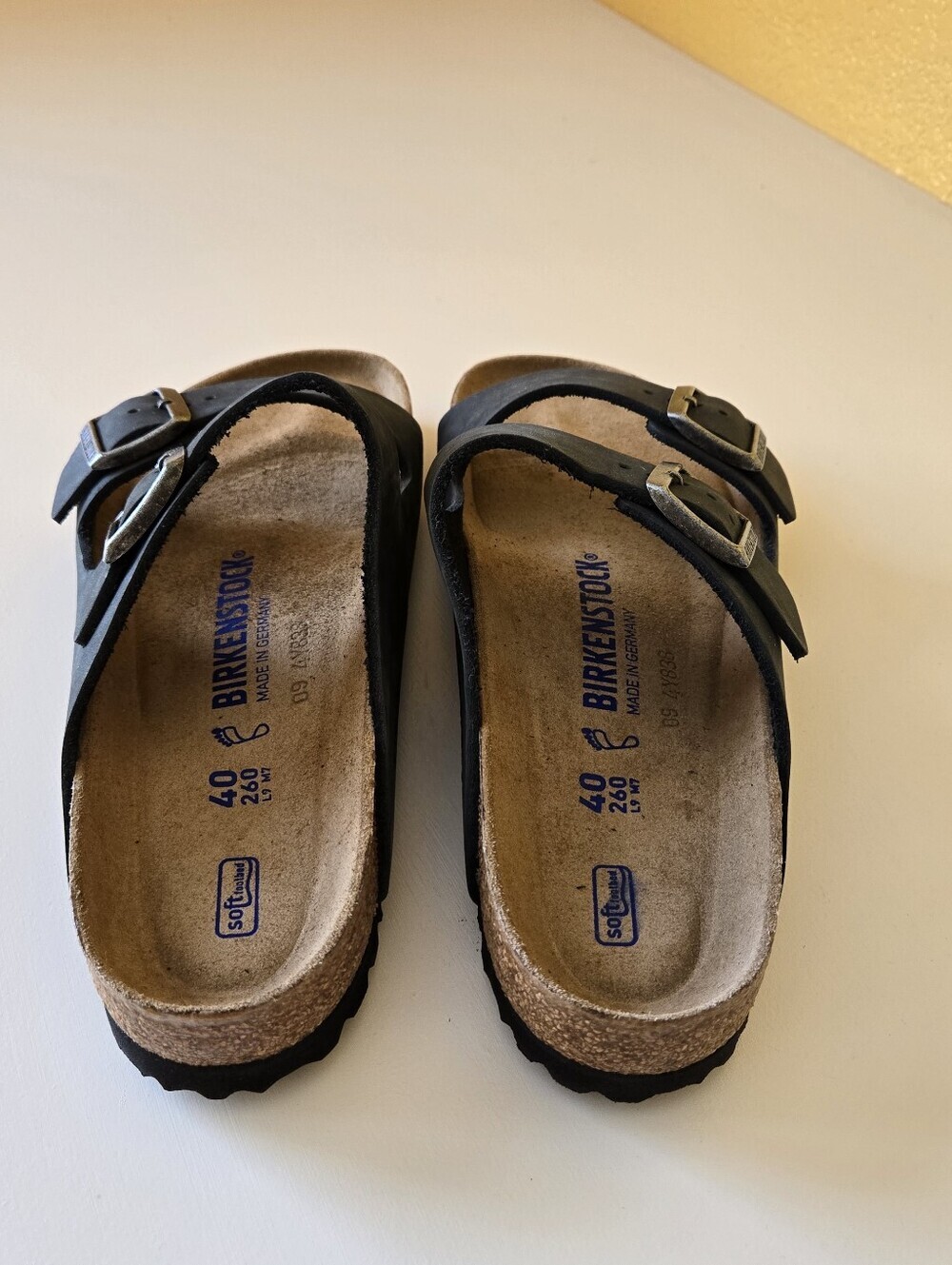 Birkenstock Arizona Soft Footbed Sandal Oiled Black Nubuck Leather Size L9 / M7 - Picture 9 of 12